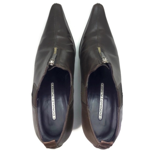 DONALD J. PLINER Expresso brown calf leather shoe with front zipper - Size 9M - Picture 4 of 15